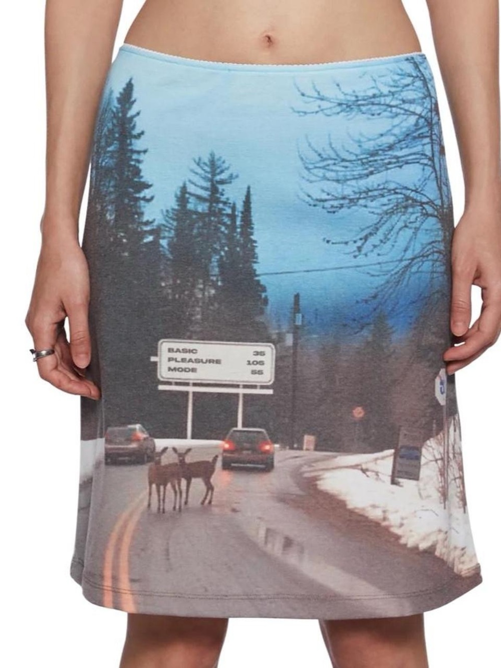 Women’s Scenic Print A-Line Skirt in Blue